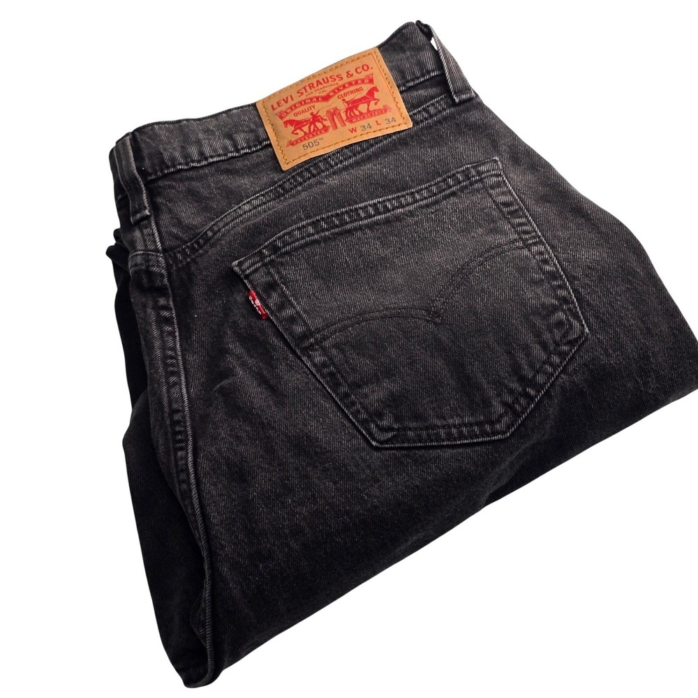 Levi's Straight Leg Jeans Mens 34x34 Washed Black Faded Denim Classic Fit - Picture 3 of 16